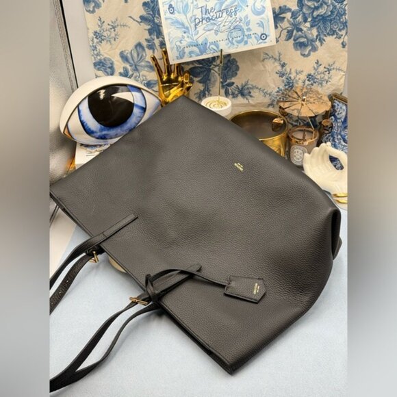 🆕 OROTON 🧿 NWOT Margot Medium Zip Tote Bag, Black Leather - Picture 4 of 16